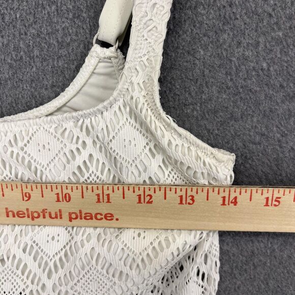 Profile by Gottex Tankini Top Womens 32D White Crochet Fringe Swimsuit 626-1D37 - Picture 7 of 15